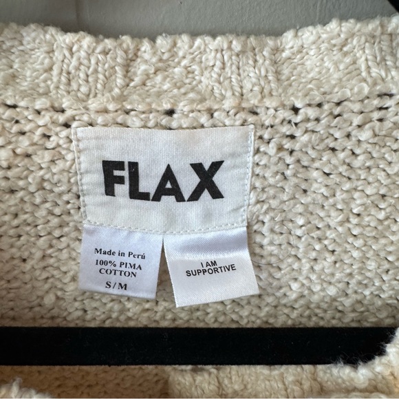 FLAX 100% Pima Cotton Cardigan Knit‎ Sweater Size S/M Cream-Ivory Preppy Cottage - Picture 5 of 10